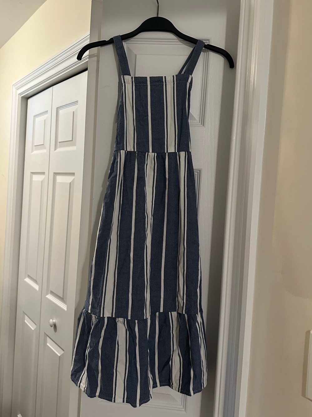 Blue and White Striped Dress size 6/7 and Floral Dress Size 7